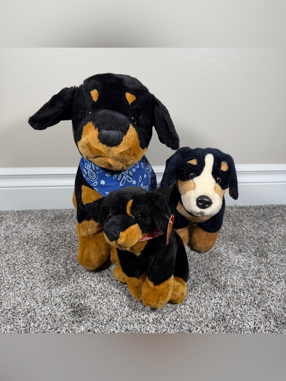 Rottweiler Plush Lot 3 Vintage Stuffed Animals Dog Puppies